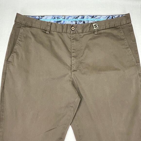 Tommy Bahama Borocay Pants Mens 38 (40x30) Brown Flat Front Straight Leg Stretc - Picture 2 of 12